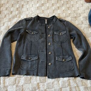 Free People Gray Button-Up Jacket